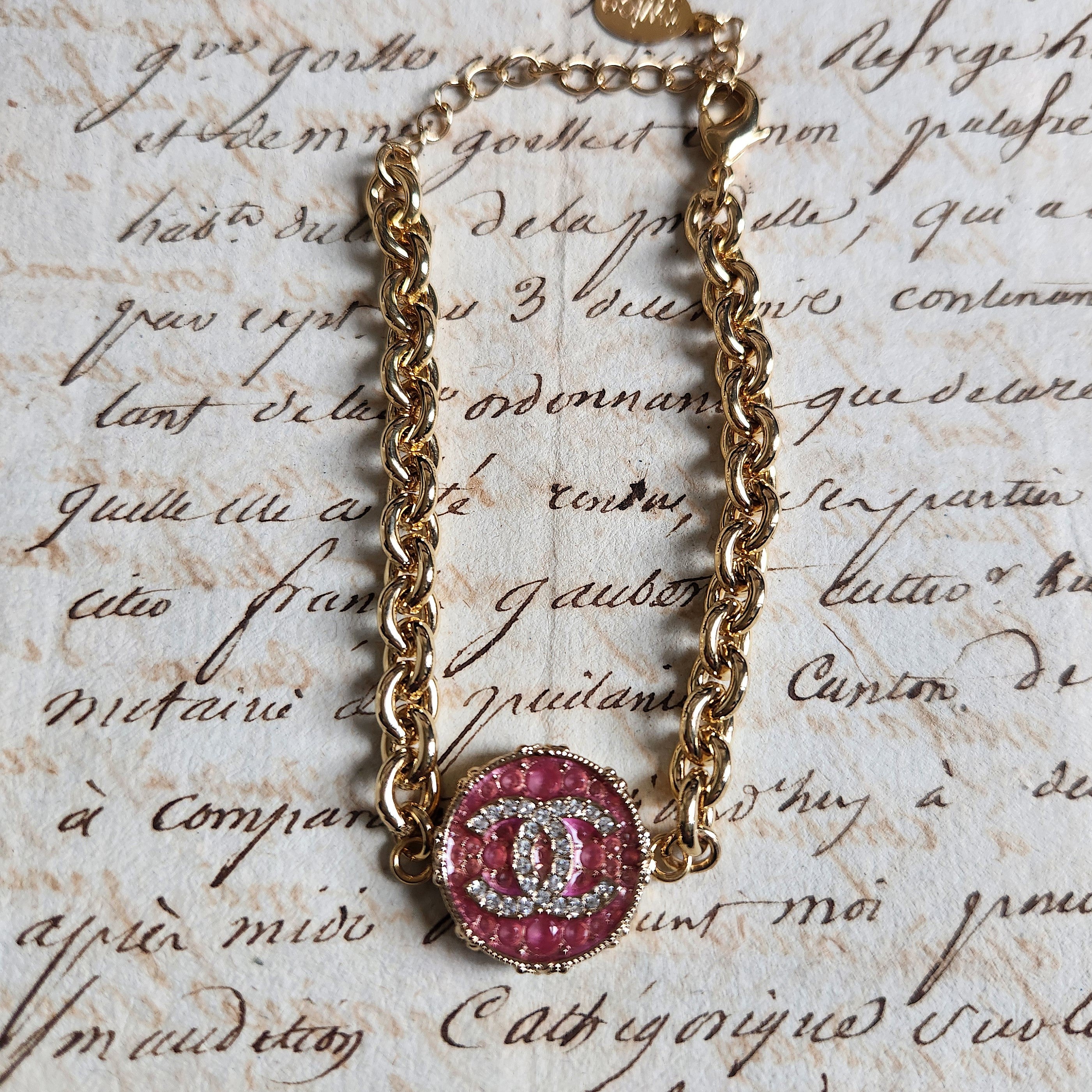 Pink Diamante Pendant Bracelet