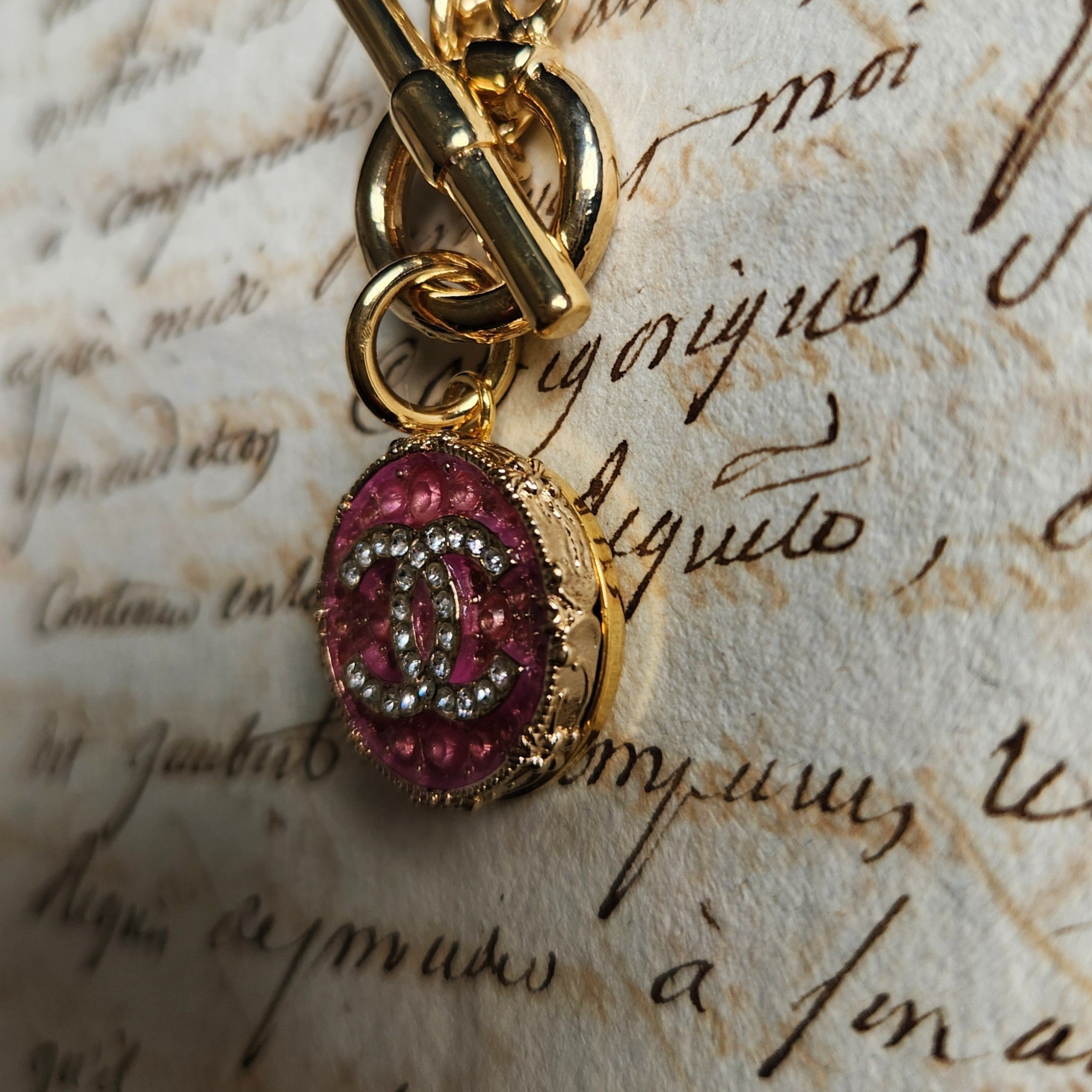 Pink Diamante T Bar Necklace