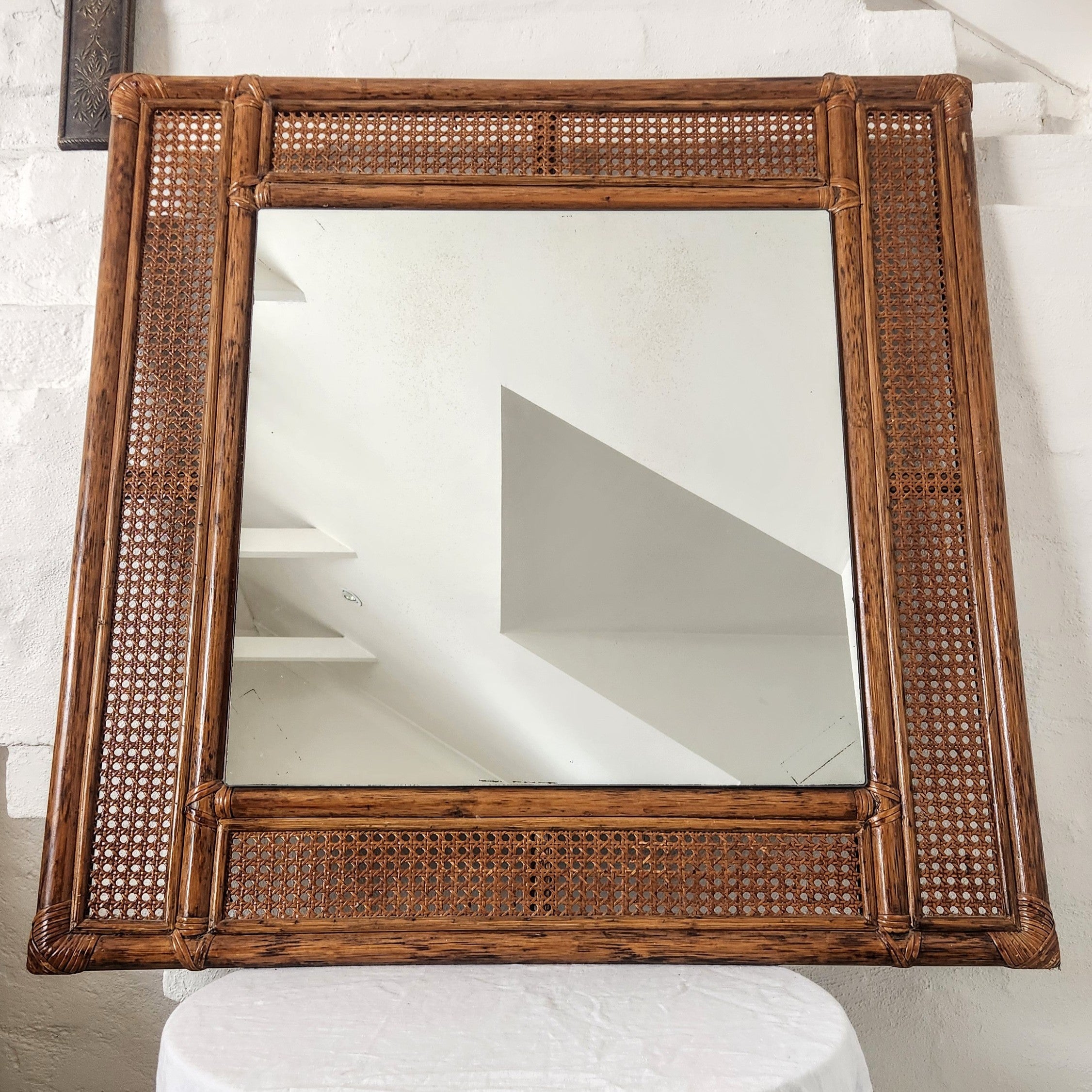 Vintage Cane and Rattan Mirror