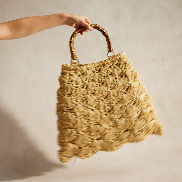 Gabriella Raffia Bag with Bamboo Handles