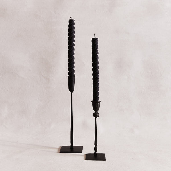 Black Rope Candles (pair) - 10"