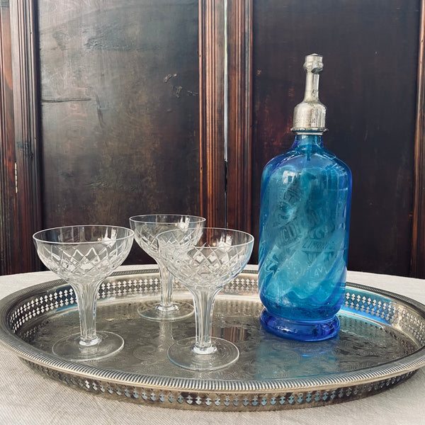 French Glass Blue Twist "St Aulay" Soda Siphon - Circa 1930s