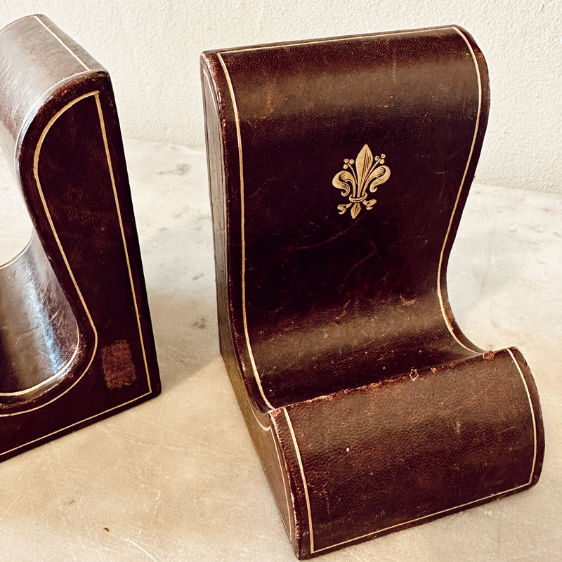 Pair of Italian Leather Bookends