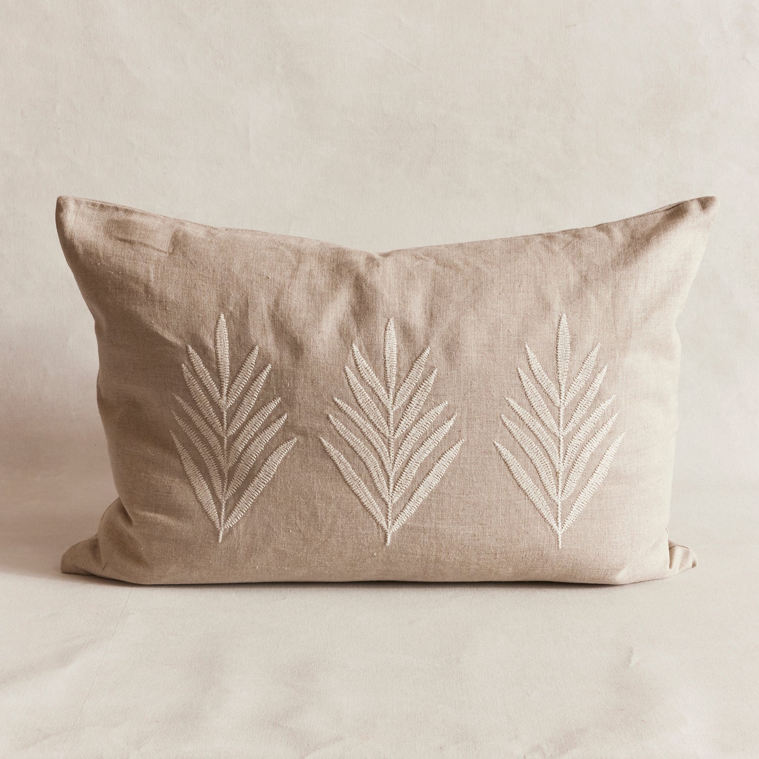 Three Palm Linen Lumbar Cushion