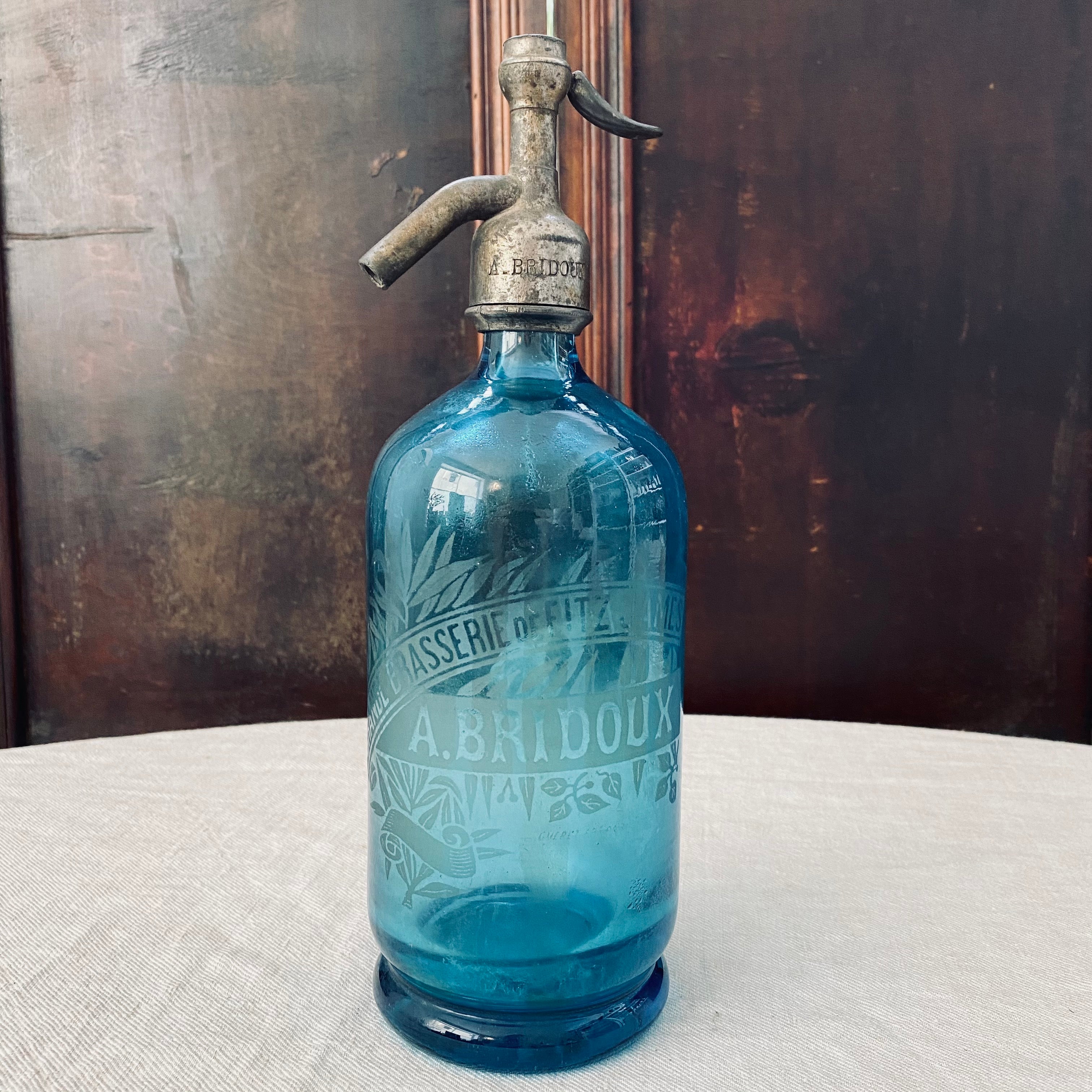 French Glass Blue Soda Siphon - Circa 1930s