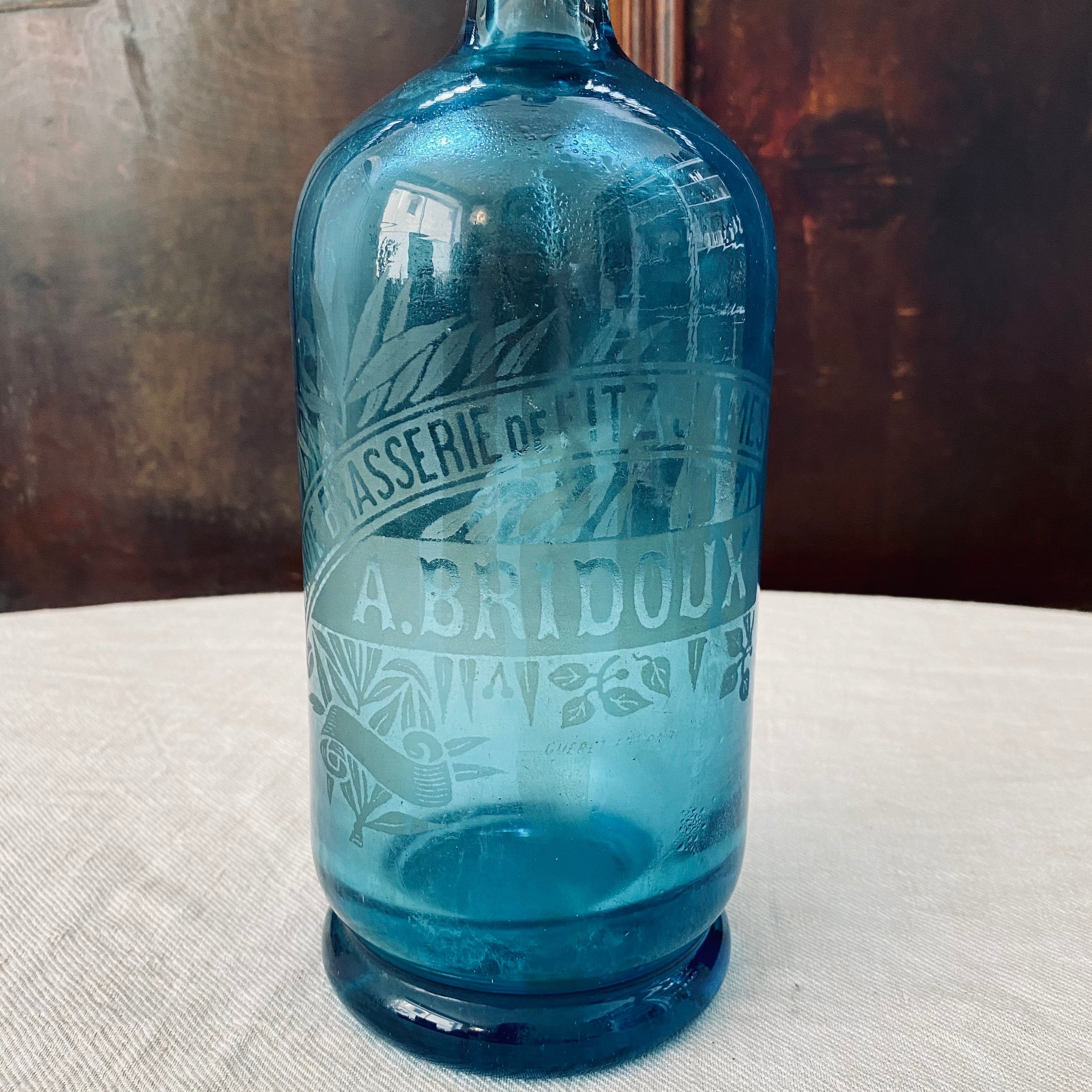 French Glass Blue Soda Siphon - Circa 1930s
