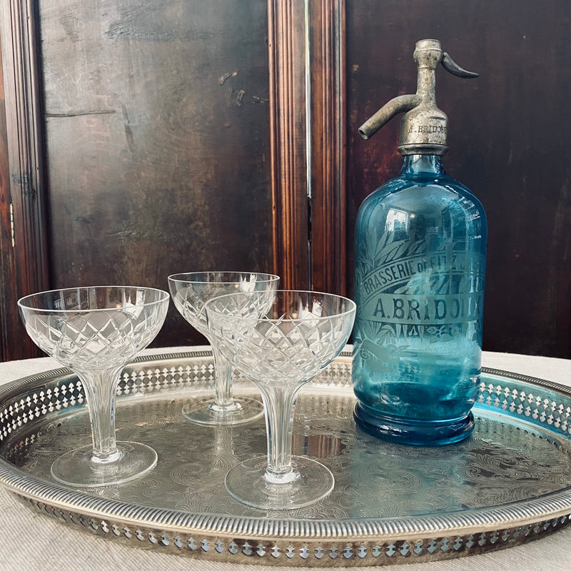 French Glass Blue Soda Siphon - Circa 1930s
