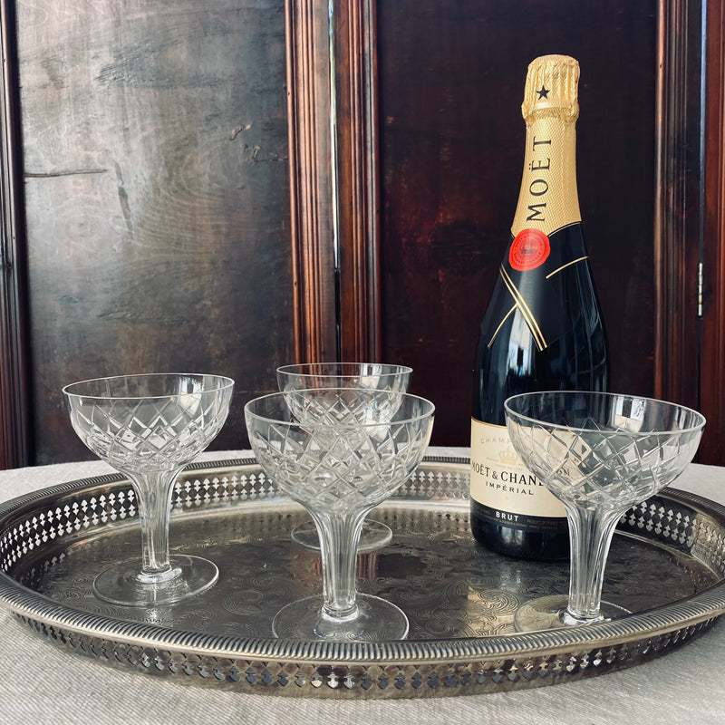 Set of 4x crystal champagne coupes