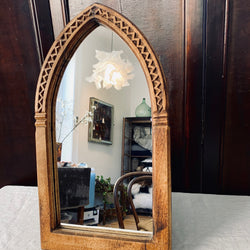 Arched Wooden Cathedral Mirror