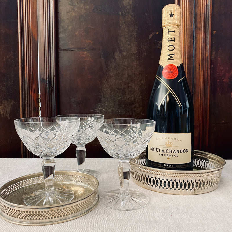 Set of 6x Cut Crystal Champagne Coupes