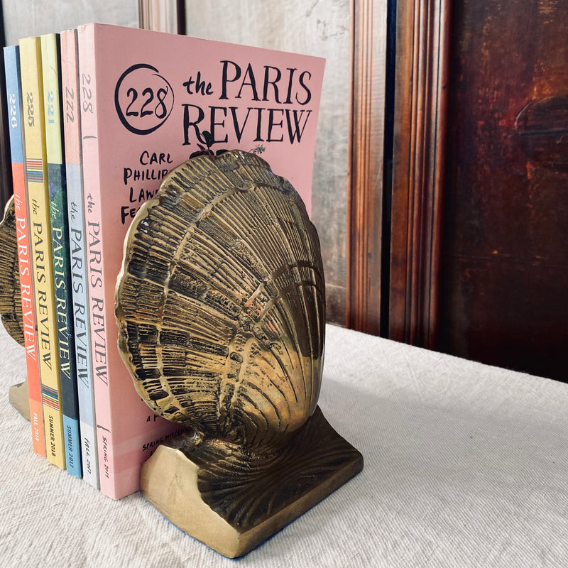 Large Brass Clamshell Bookends