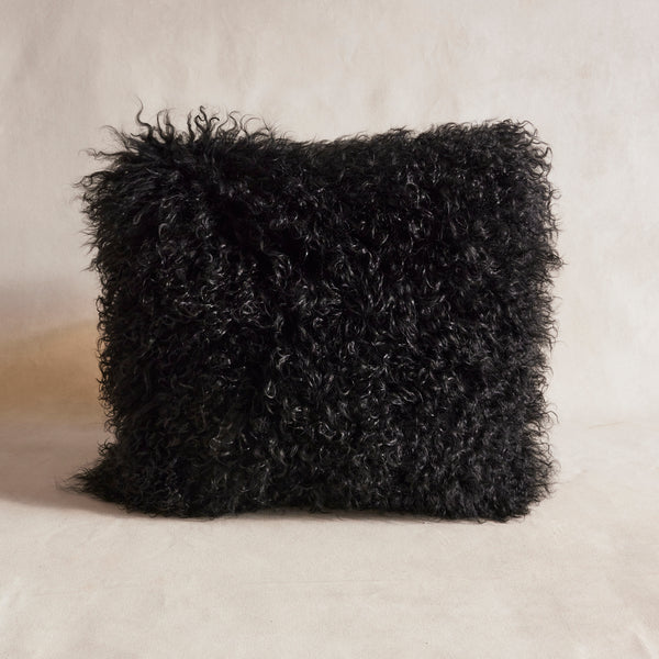 Mongolian Sheepskin Cushion - Black