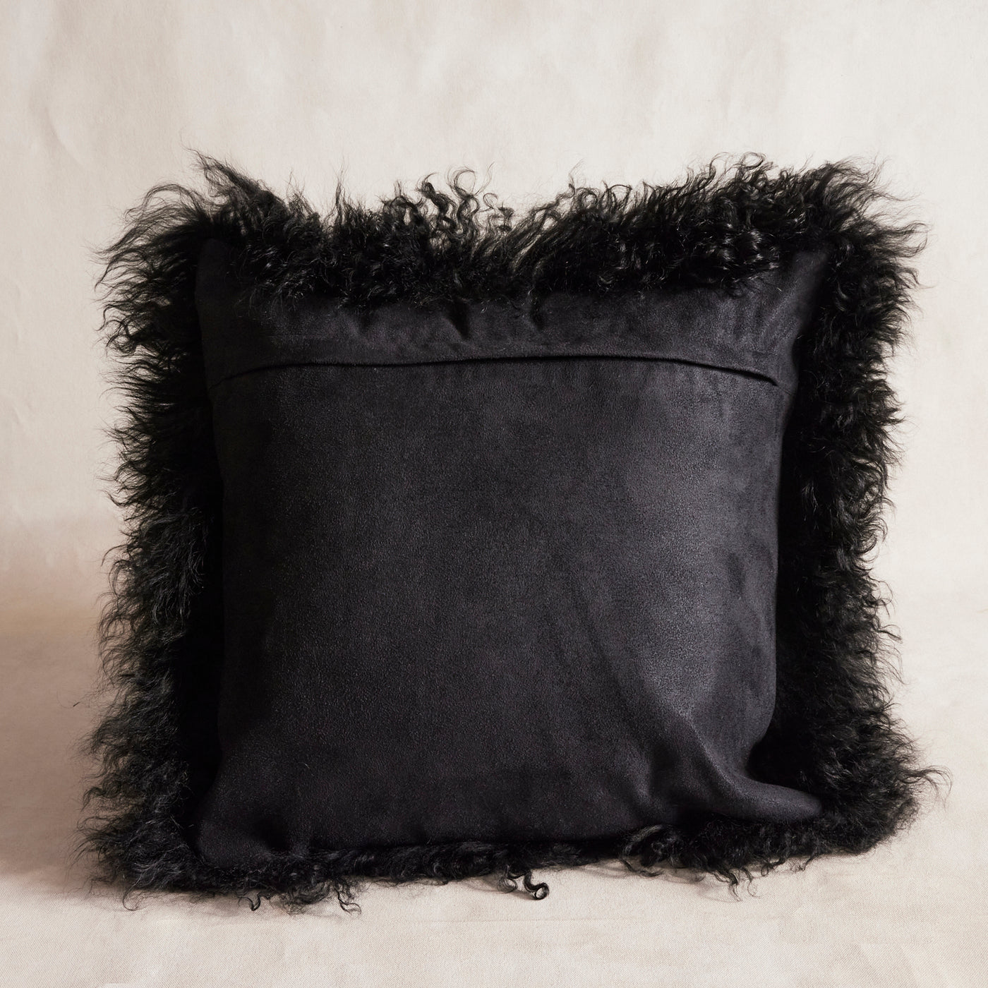 Mongolian Sheepskin Cushion Black Love After Love