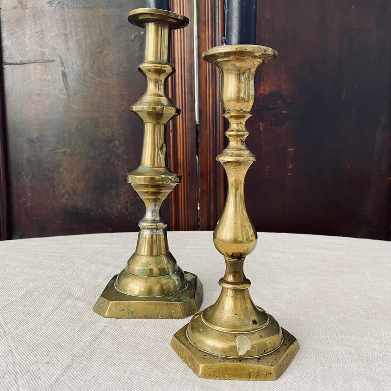 Pair of Antique Brass Candlesticks – Love After Love