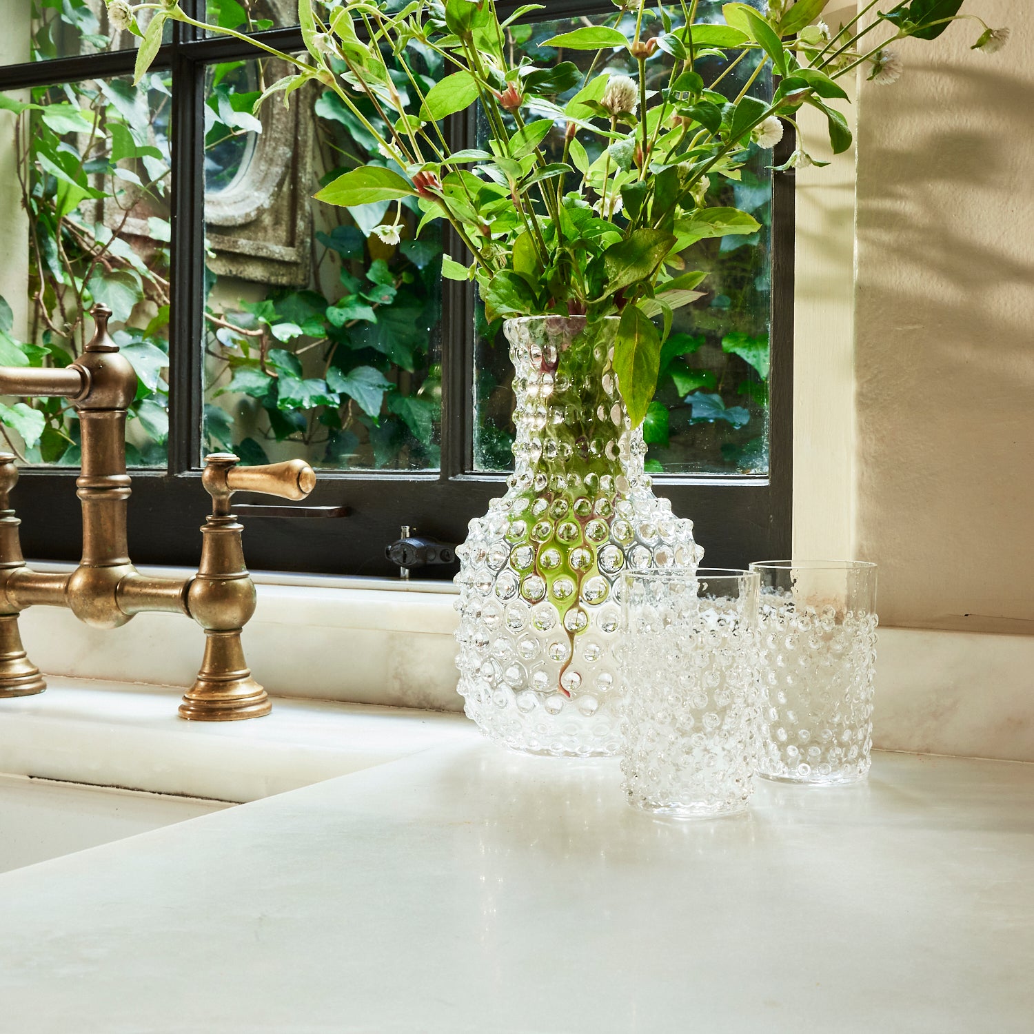 Clear Hobnail Carafe