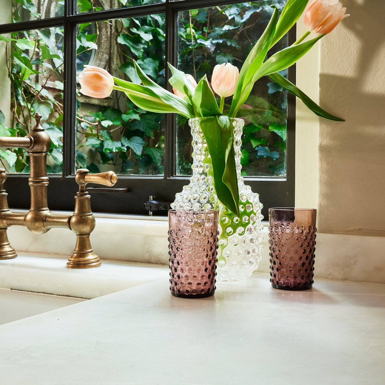 Violet Hobnail Tumbler