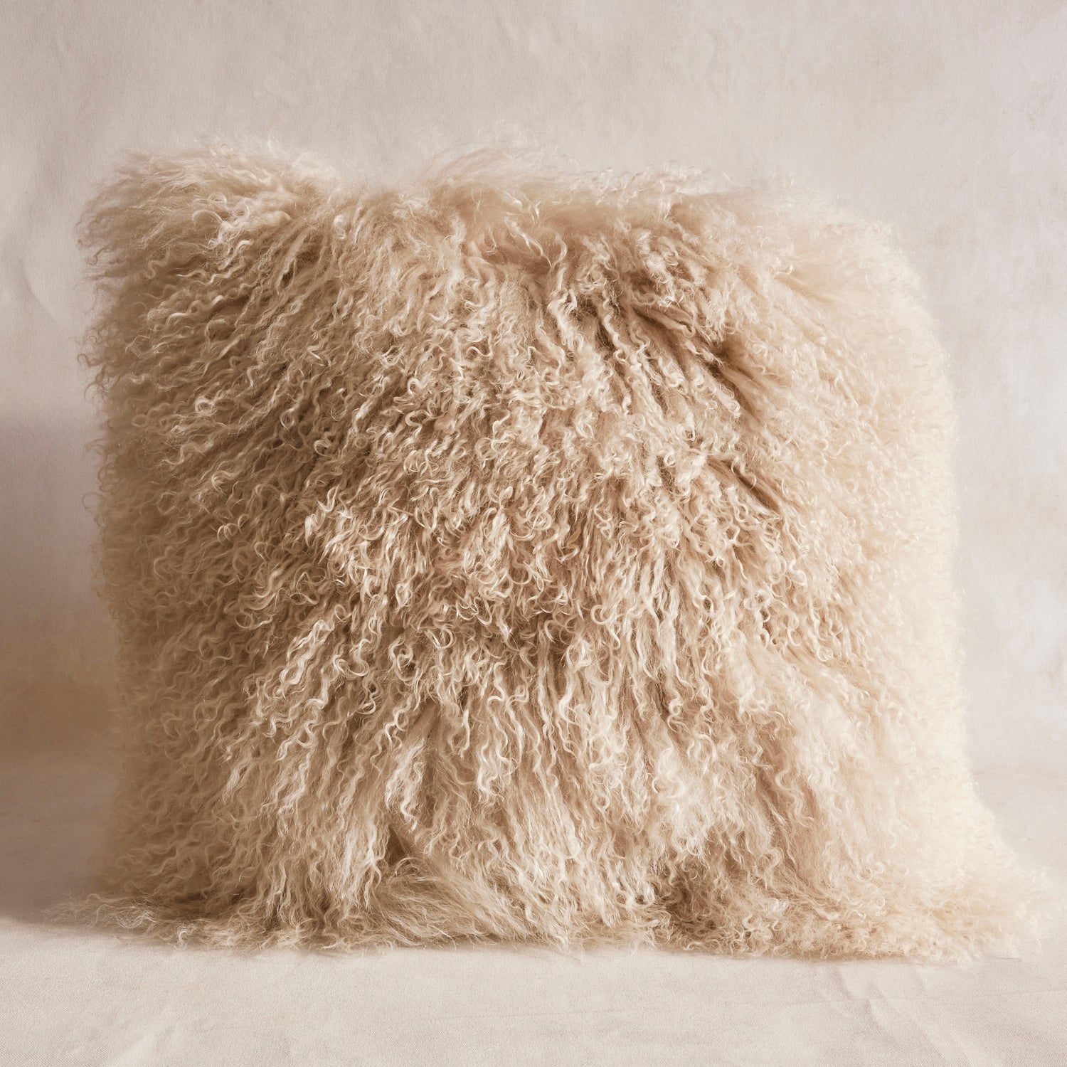 Mongolian Sheepskin Cushion - Fawn