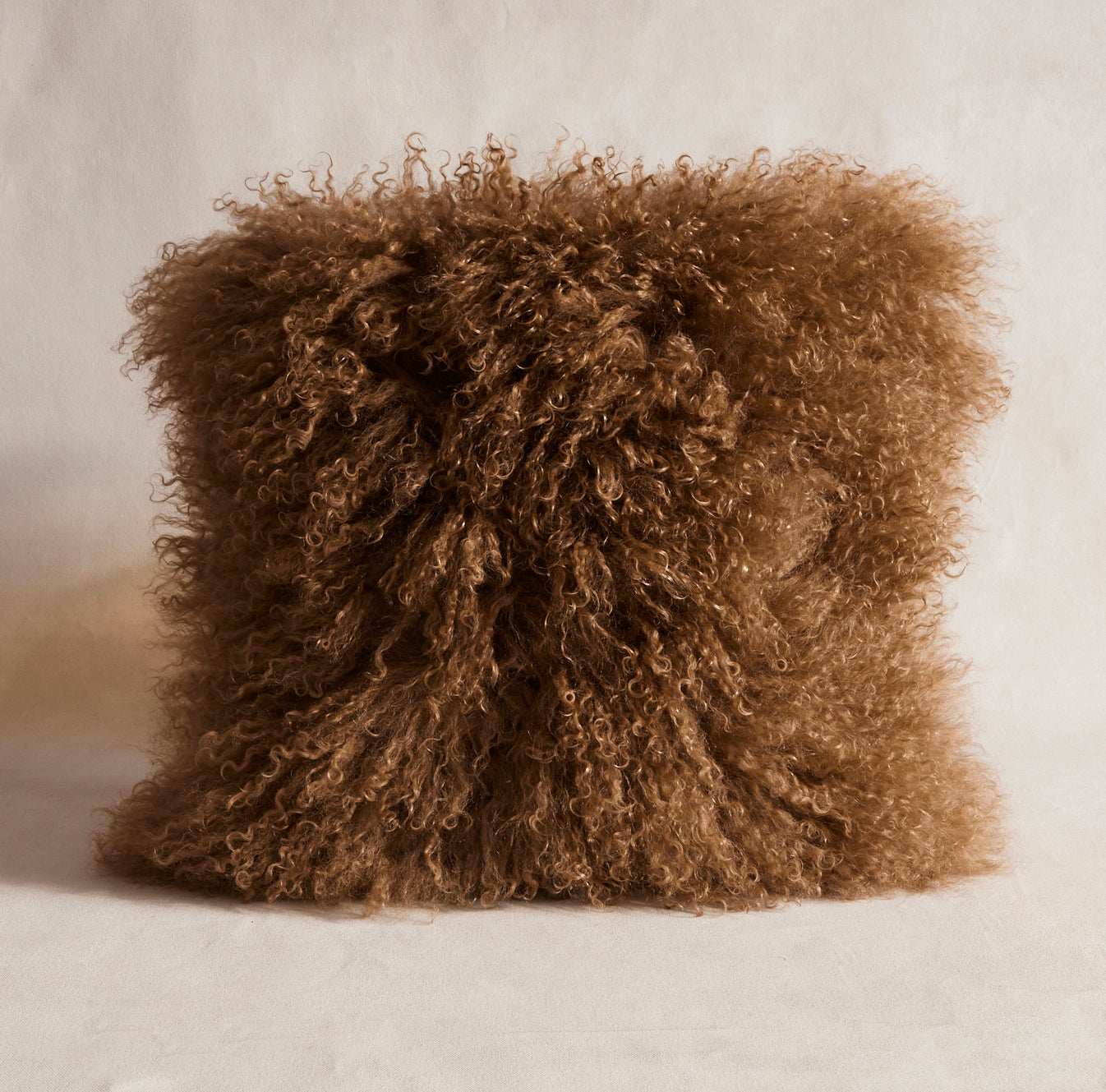 Mongolian Sheepskin Cushion - Toffee
