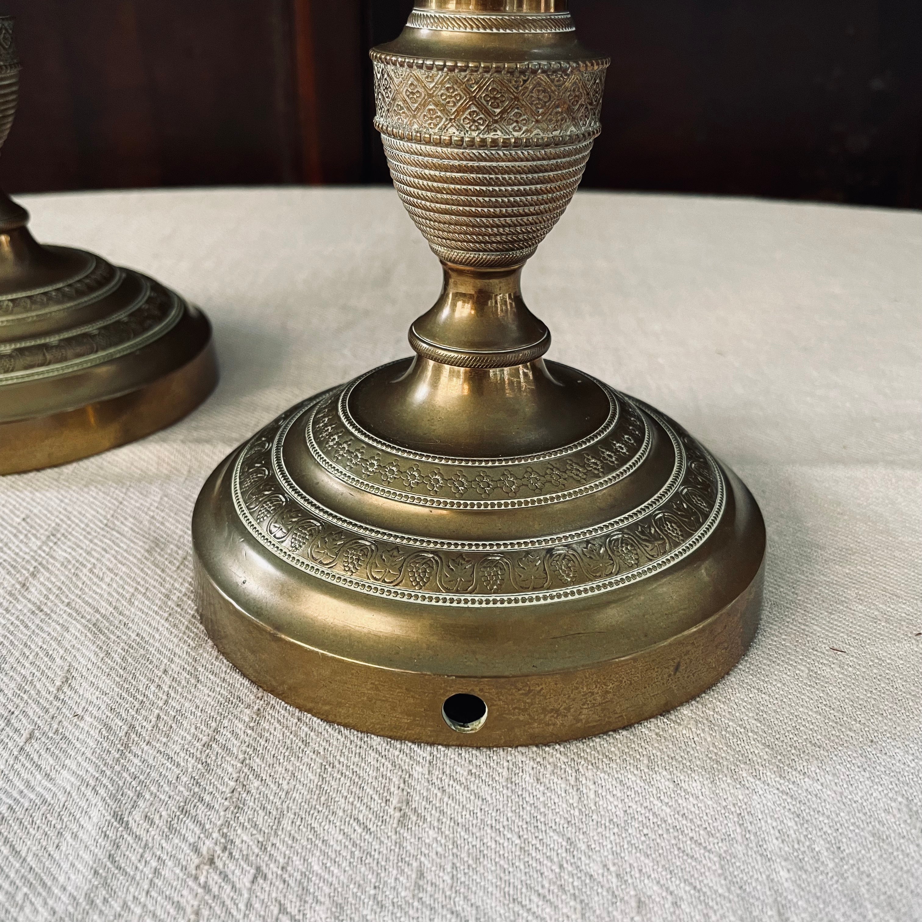 Pair of Vintage 1950s Brass Candlesticks