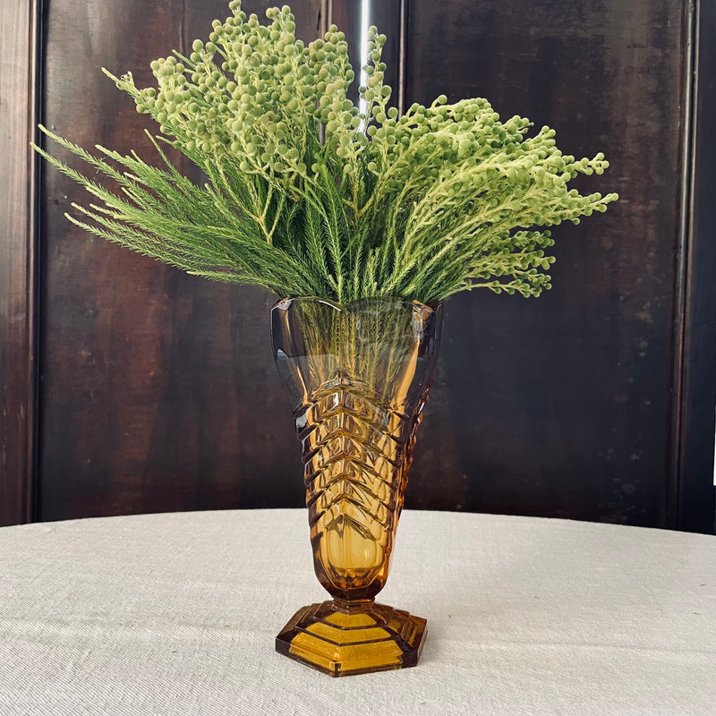 Mid Century Art Deco Amber Davidson Glass Vase