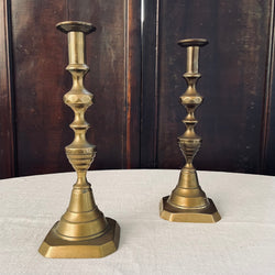 Pair of Antique English Brass Candlesticks