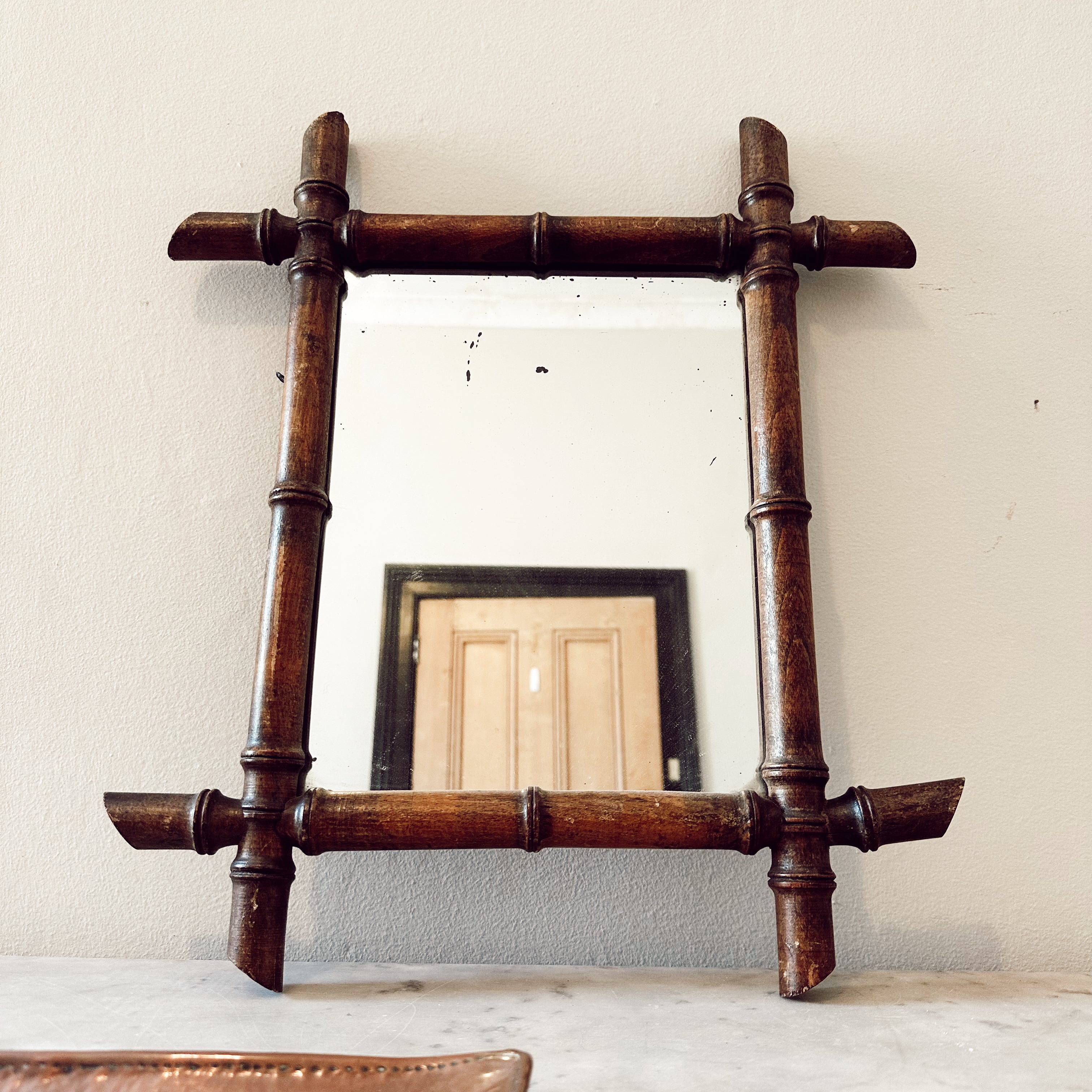 Antique French Faux Bamboo Mirror