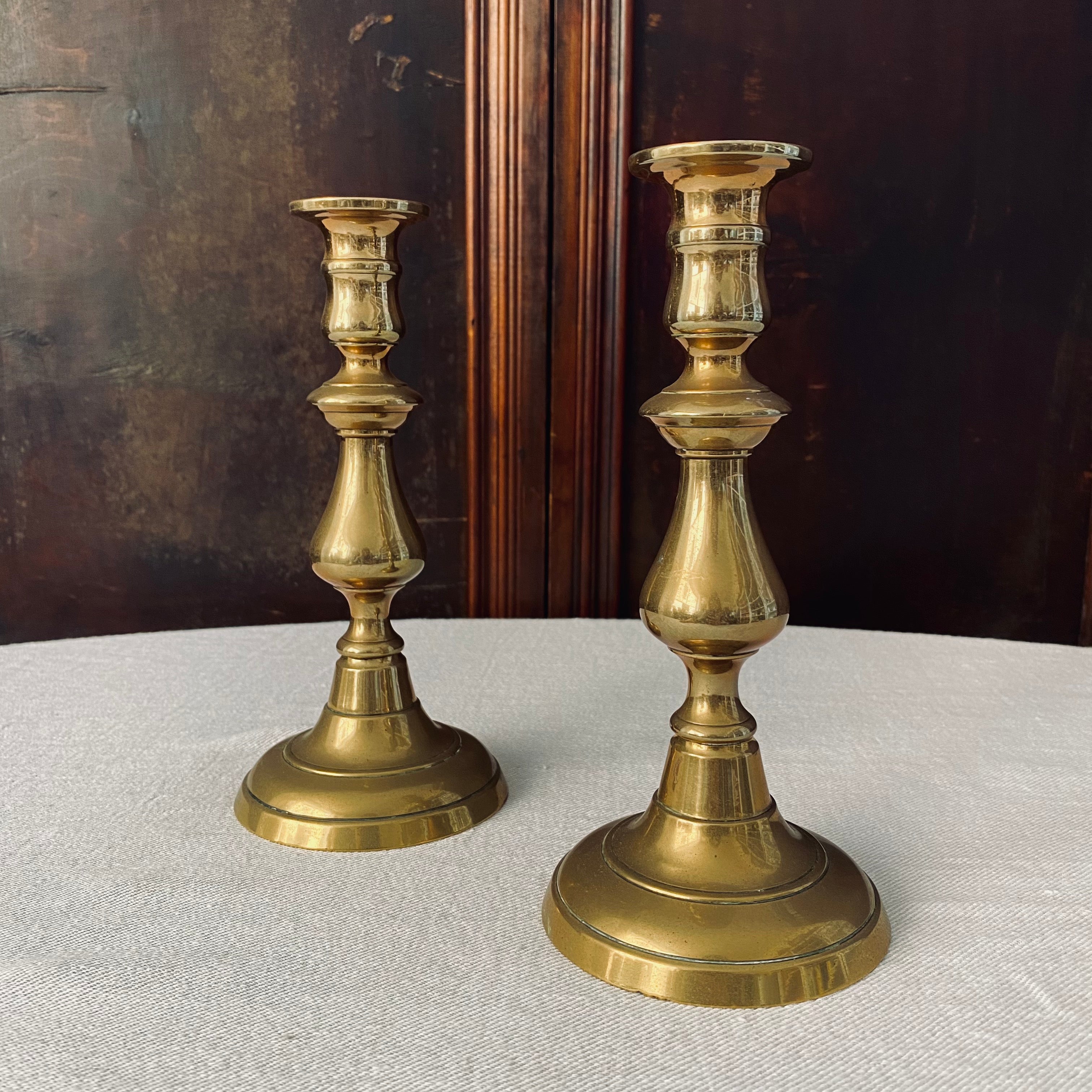 Pair of antique brass candlesticks