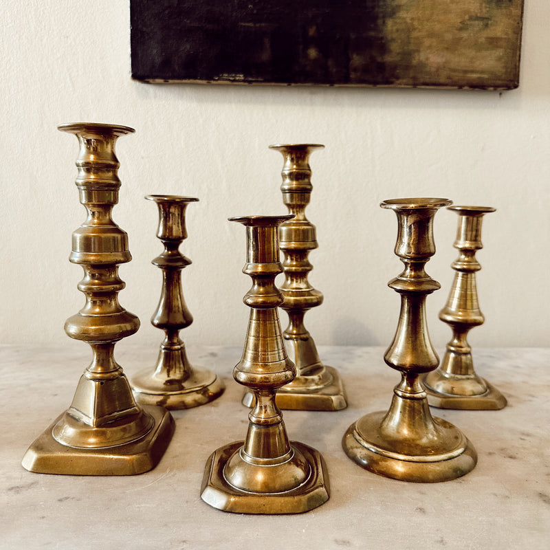 Pair of Vintage Rounded Brass Candlesticks