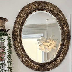 Large Vintage Carved Gilt Oval Mirror