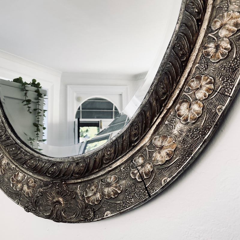 Large Vintage Carved Gilt Oval Mirror