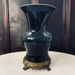 Large Ceramic/Gilt Metal Vase
