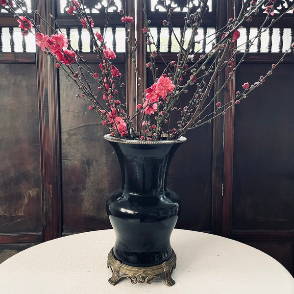 Large Ceramic/Gilt Metal Vase