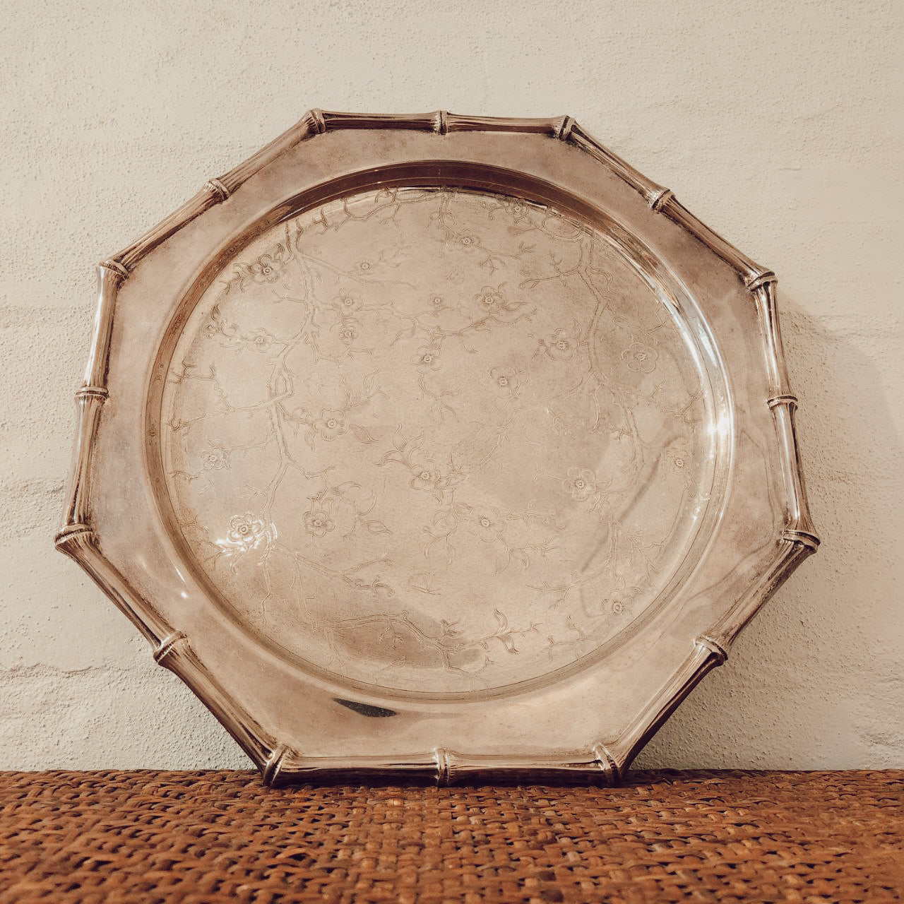 Vintage Chinoiserie Sheffield Tray