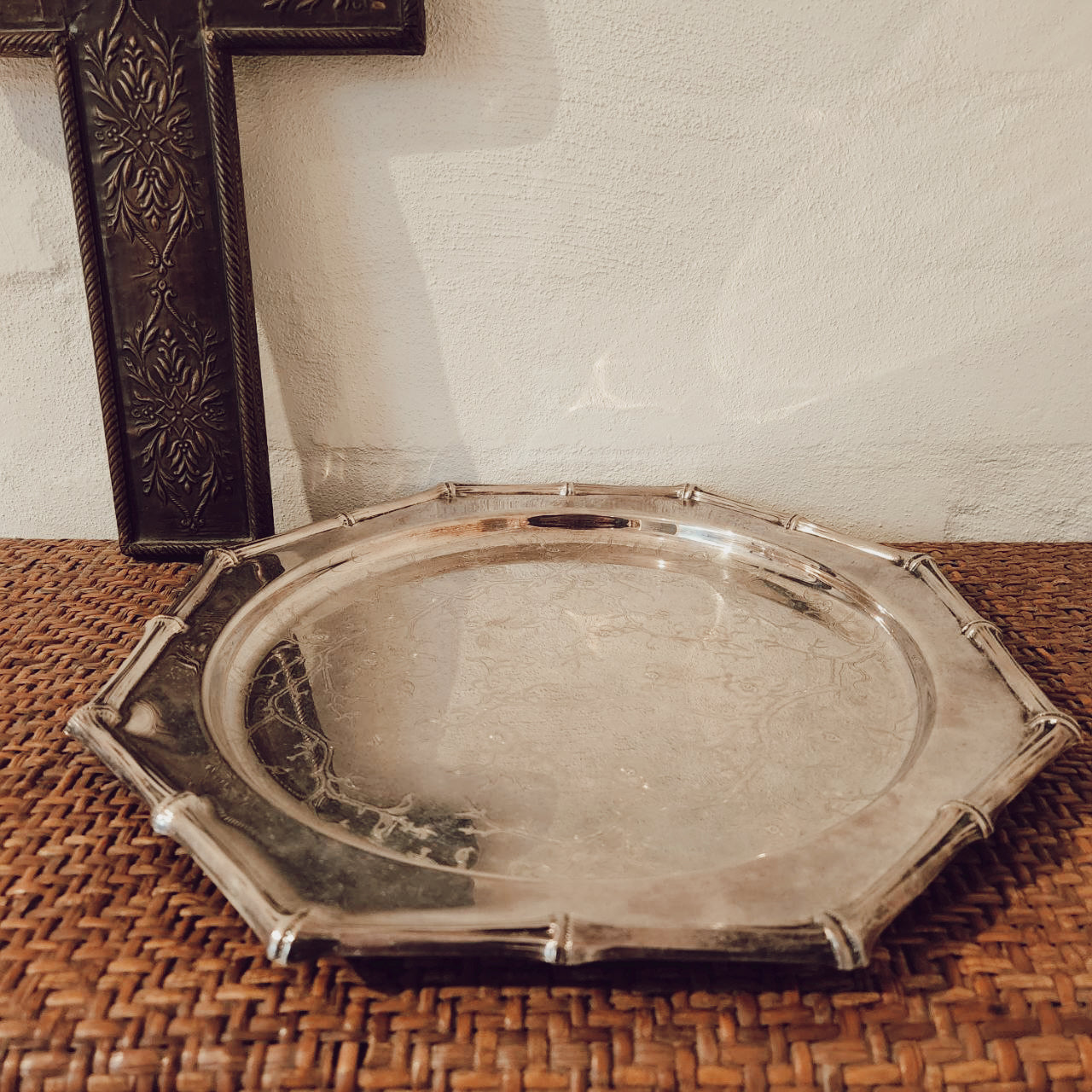 Vintage Chinoiserie Sheffield Tray