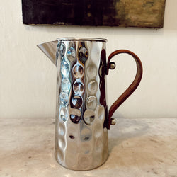 Beaten Chrome Jug with Leather Handle