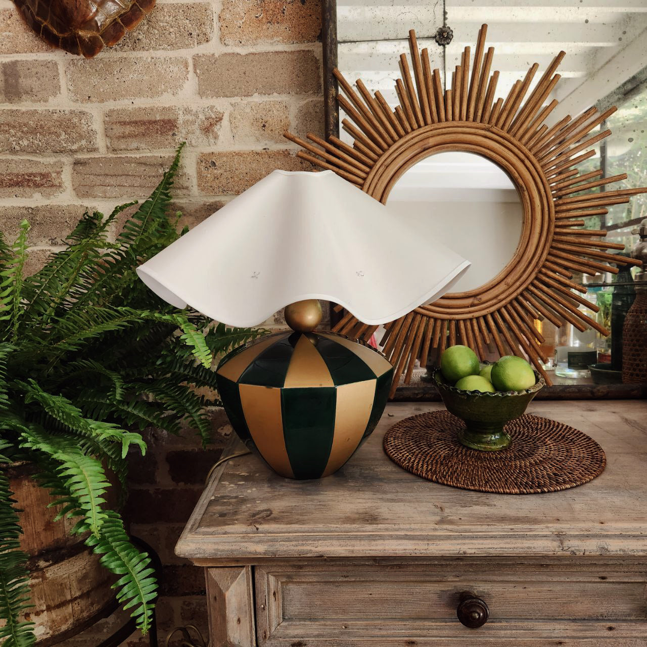 "Le Dauphin France" Ceramic Circus Tent Lamp with handmade wavy Silk Shade