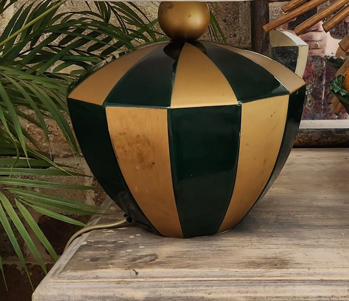 "Le Dauphin France" Ceramic Circus Tent Lamp with handmade wavy Silk Shade