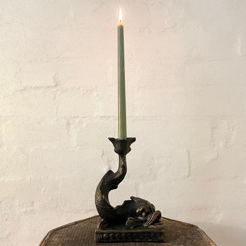 Vintage Cast Metal Dolphin Candlestick