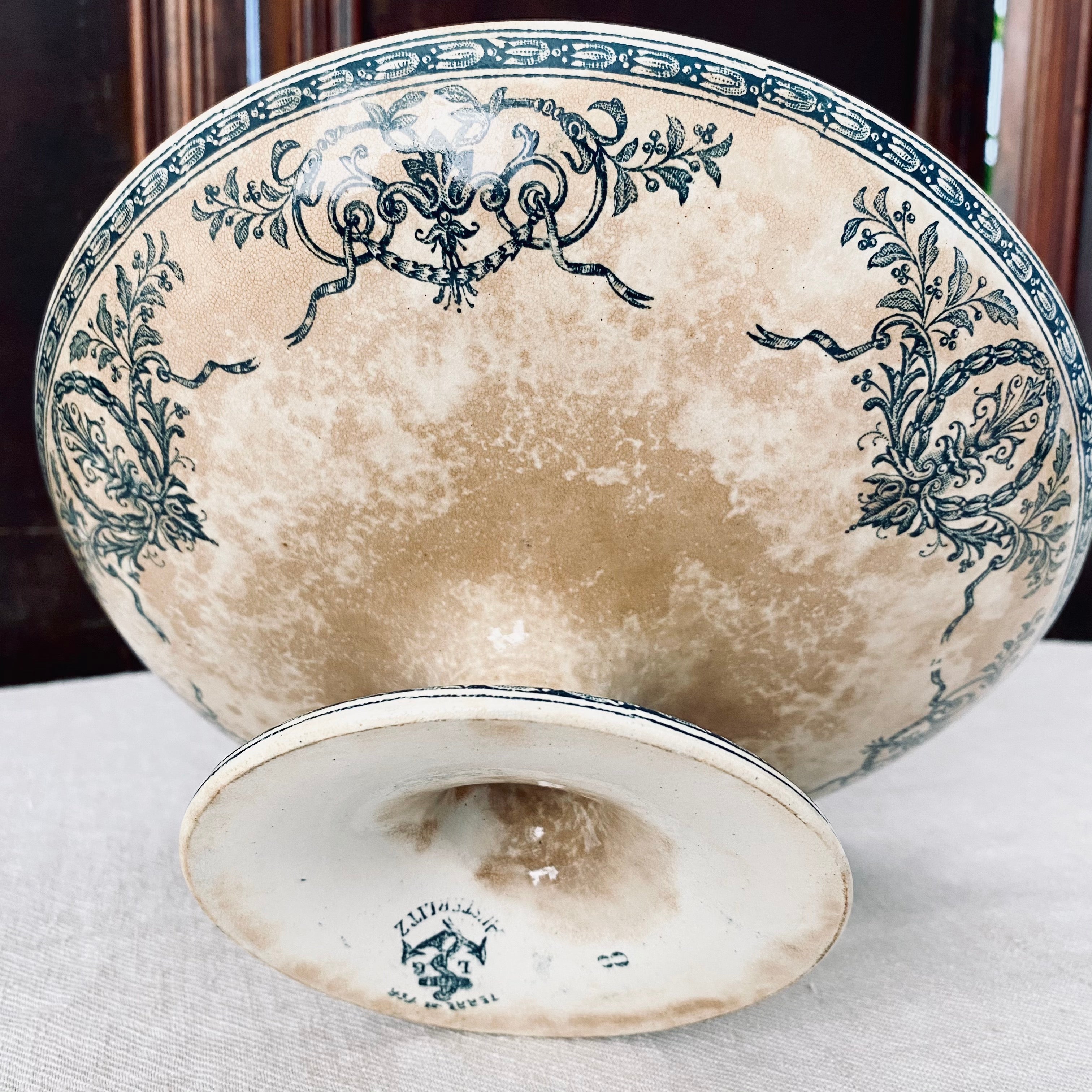 Exquisite Antique French Ironstone Pedestal Compote/Cake Stand