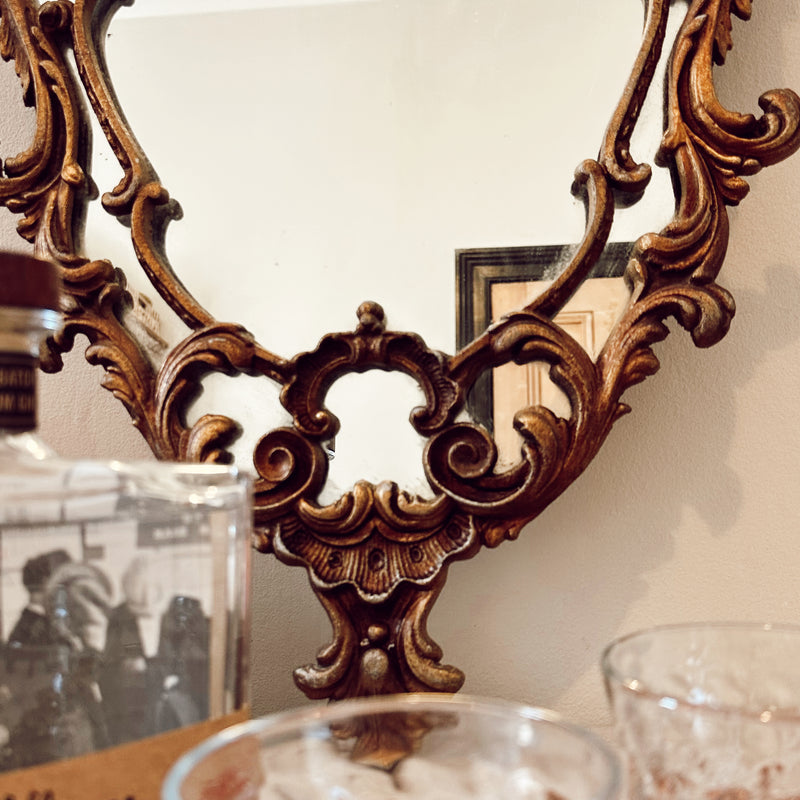 Vintage Cast Metal Shield Mirror