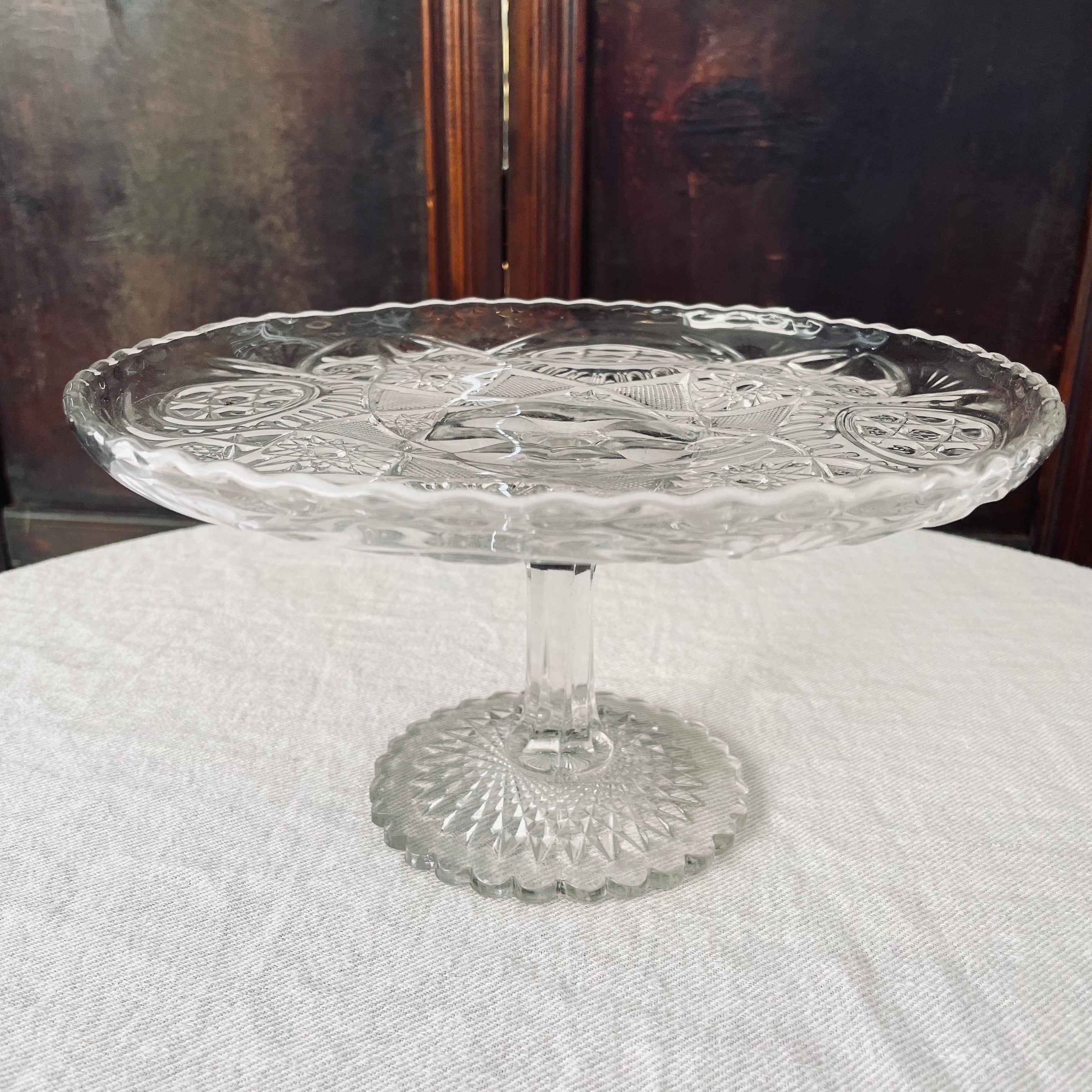 Vintage Glass Cake Stand - 23cm