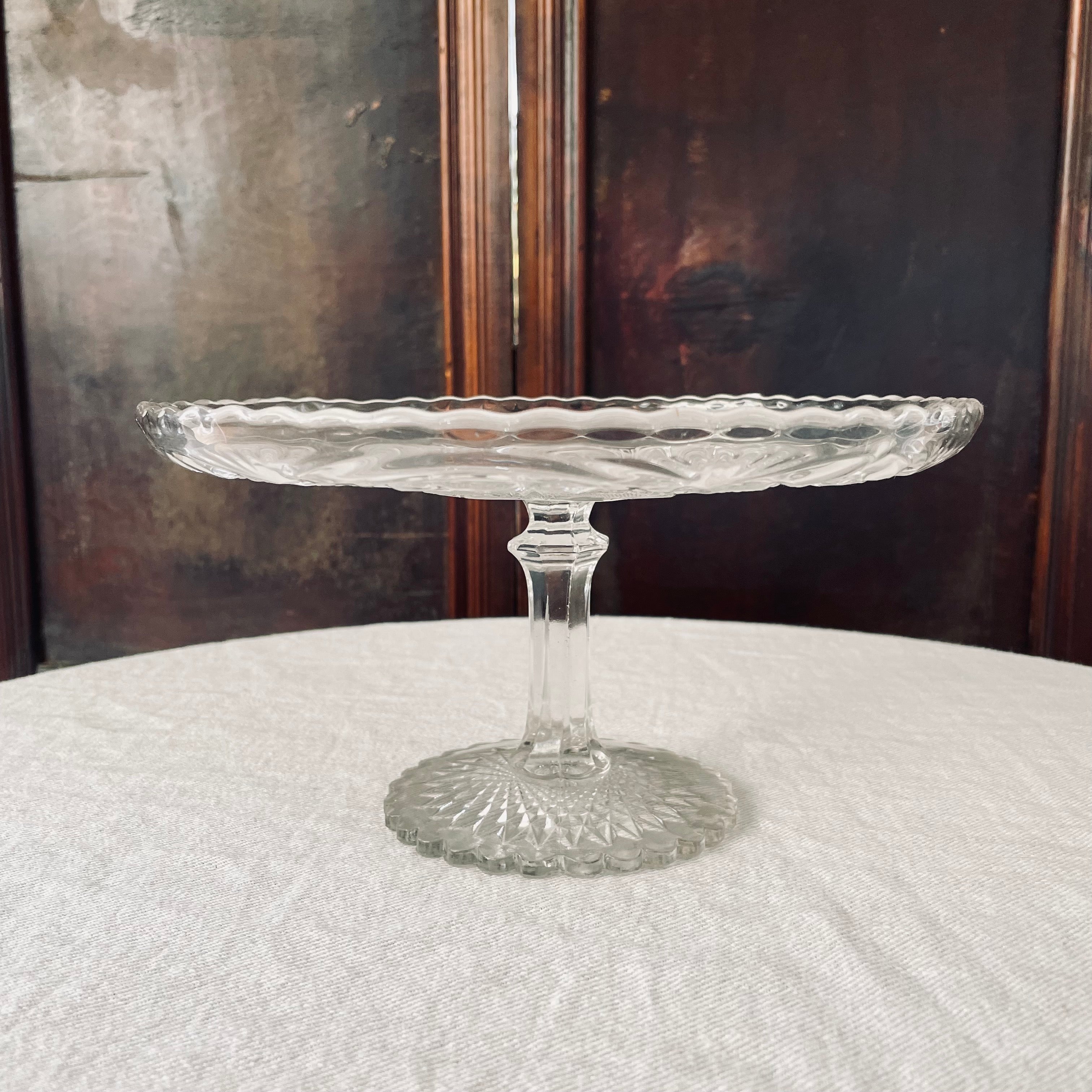 Vintage Glass Cake Stand - 23cm