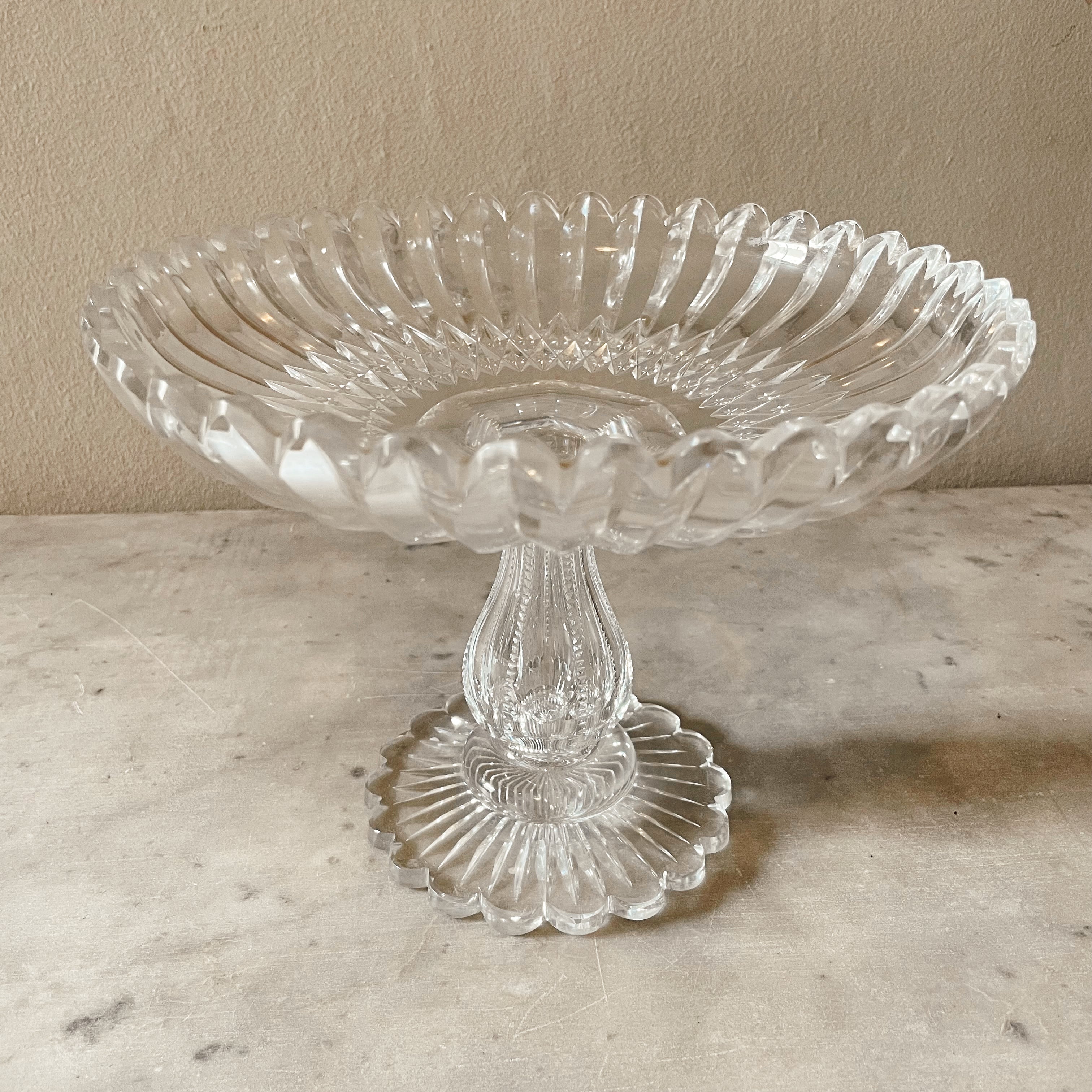 Scalloped Cut Glass Comport