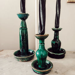 Vintage Green Ceramic Candleholders