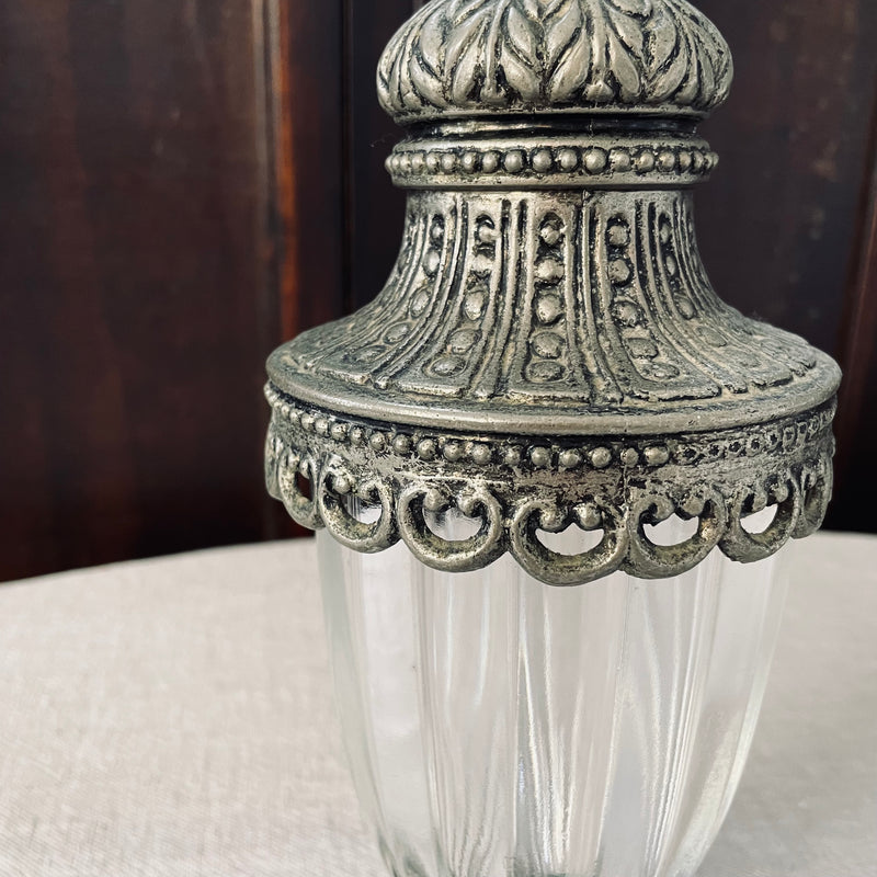 Vintage Italian Cast Metal Urn with Glass Body