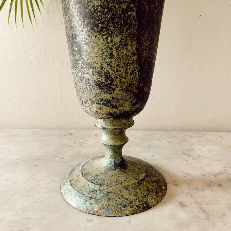Large Verdigris Treated Brass Vase