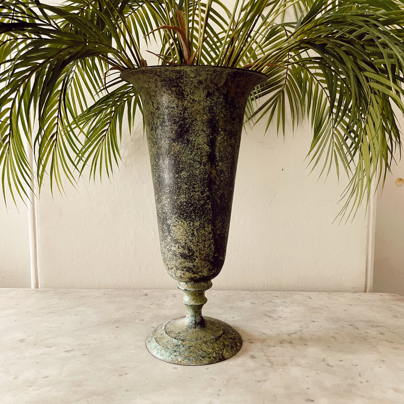 Large Verdigris Treated Brass Vase