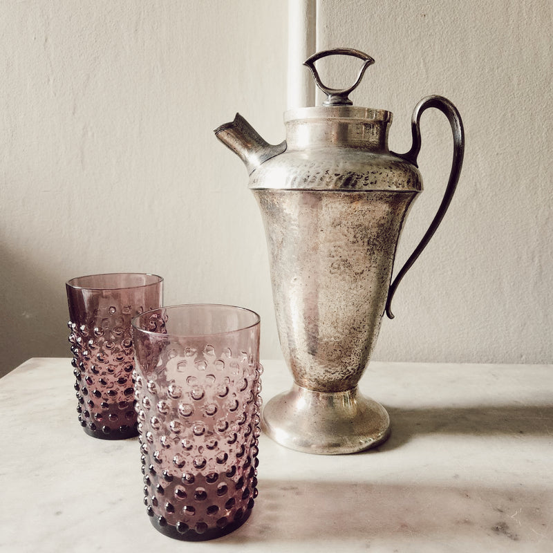 Mid-Century Hammered Silver-Plated Cocktail Shaker