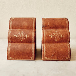 Vintage Italian Leather Bookends