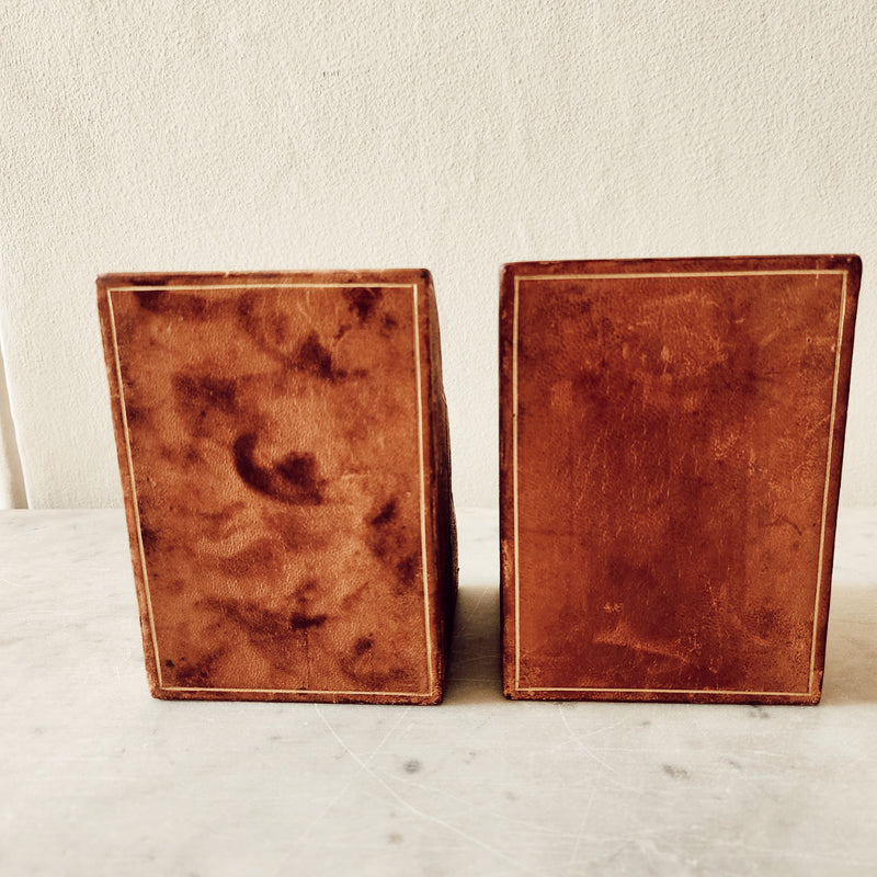 Vintage Italian Leather Bookends